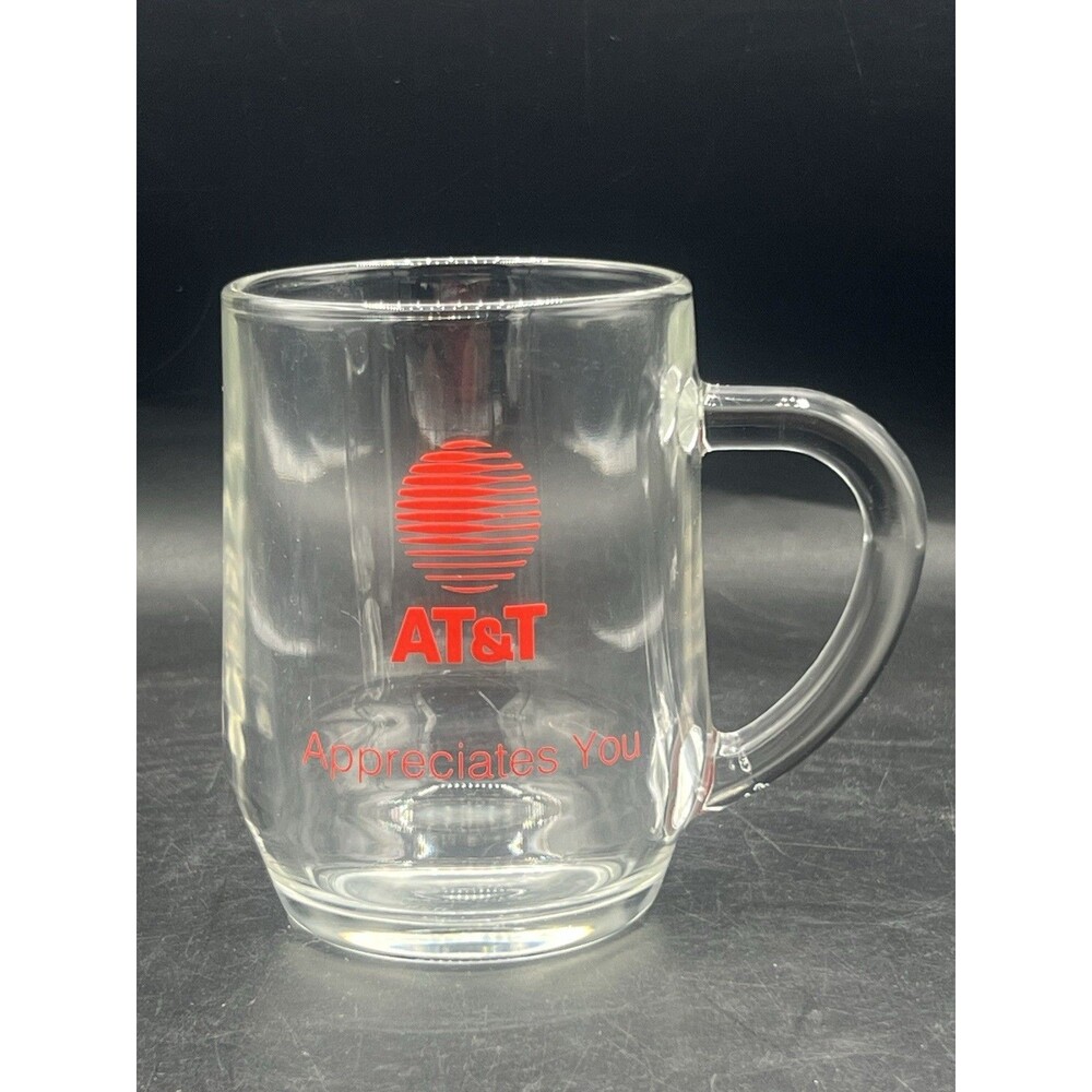 AT&T Appreciates You Coffee Mug with Logo Clear Glass w/Red Made In USA